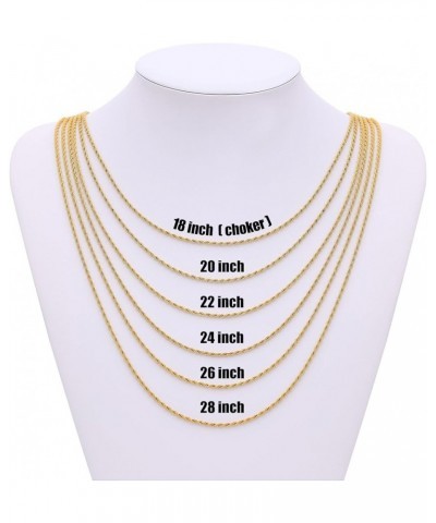 Gold Plated Rope Chain for Men, 18K Gold Plated Mens Chain Necklace, Stainless Steel Chain Necklacefor Men Women and Boys 2mm...