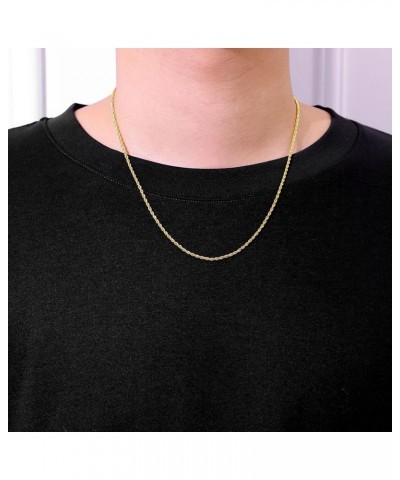 Gold Plated Rope Chain for Men, 18K Gold Plated Mens Chain Necklace, Stainless Steel Chain Necklacefor Men Women and Boys 2mm...