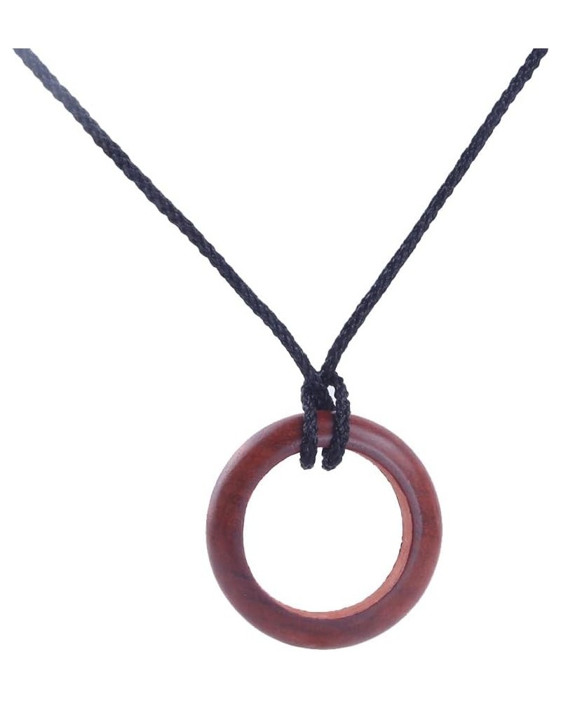 Unisex Natural Wooden Ring Shape Pendant Sandalwood Necklaces for Men Women Girls Boys Teens Organic Eco-friendly Lightweight...