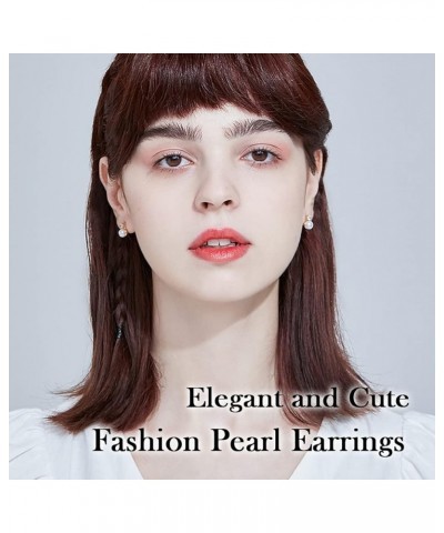 Pearl Earrings for Women Girls 14K Gold Plated Hypoallergenic Pearl Earrings 5A Cubic Zirconia Dangle Earrings Elegant Jewelr...