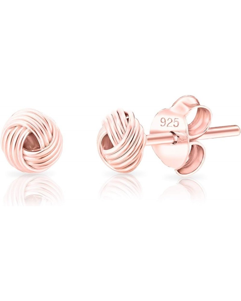 925 Sterling Silver, 24K Yellow or 18K Rose Gold Plated - TINY/SMALL Fashion Studs Earrings - Love/Twisted Knot - Diameter: 5...