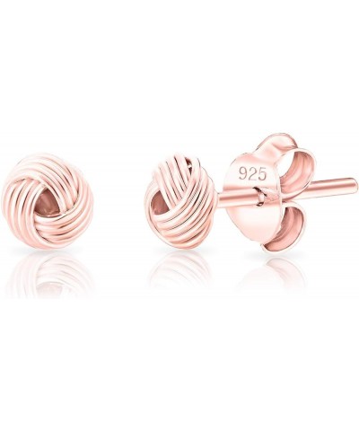 925 Sterling Silver, 24K Yellow or 18K Rose Gold Plated - TINY/SMALL Fashion Studs Earrings - Love/Twisted Knot - Diameter: 5...