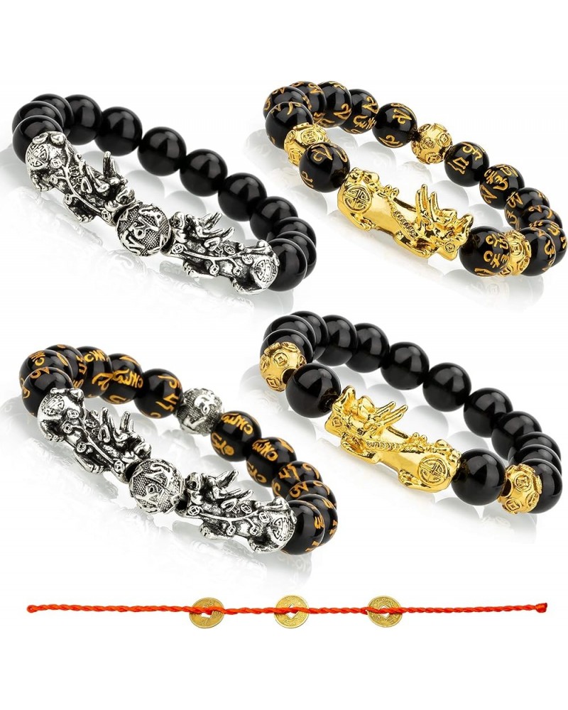 Pi Xiu Pi Yao Feng Shui Black Obsidian 2pcs Bracelet Charm for Men Women Attract Good Luck Wealth Prosperity A-4PCS LOTS OF B...