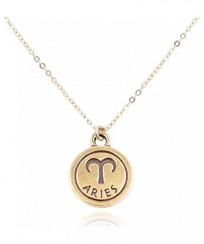 Jewely Zodiac Charm Necklace Collection, Gold-Filled and Sterling Silver Necklace with Pewter Charm, 16"-18" Chain Gold ARIES...