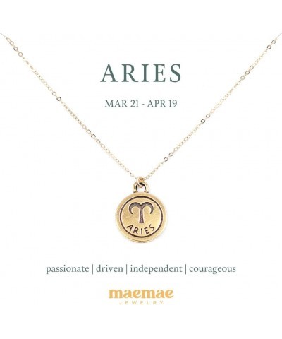 Jewely Zodiac Charm Necklace Collection, Gold-Filled and Sterling Silver Necklace with Pewter Charm, 16"-18" Chain Gold ARIES...