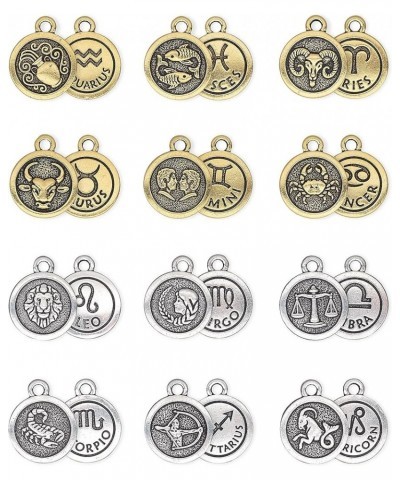 Jewely Zodiac Charm Necklace Collection, Gold-Filled and Sterling Silver Necklace with Pewter Charm, 16"-18" Chain Gold ARIES...