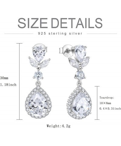 Women Bridal Wedding Earrings 925 Sterling Silver 5A Cubic Zirconia Dangle & Drop Earrings for Brides Bridesmaids Proms Jewer...