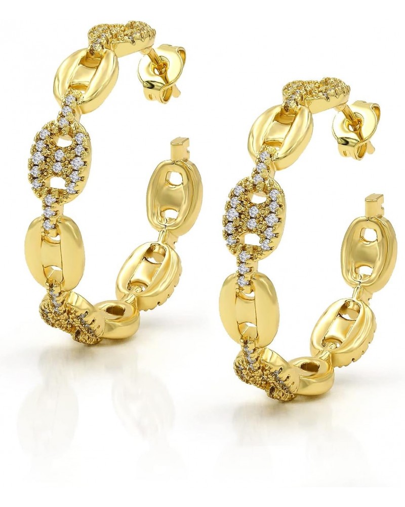 Gold Plated Trendy Micro Pave Mariner Hoop Earring, Giorgio Bergamo $15.30 Earrings