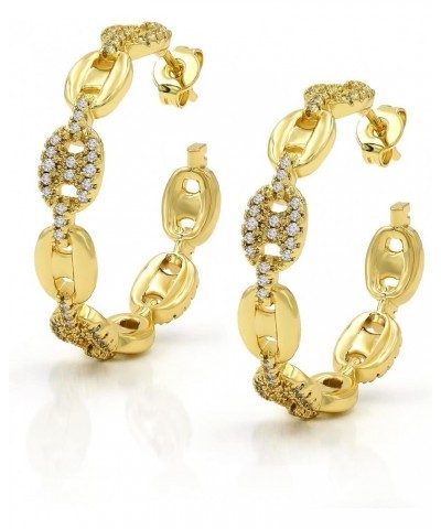 Gold Plated Trendy Micro Pave Mariner Hoop Earring, Giorgio Bergamo $15.30 Earrings