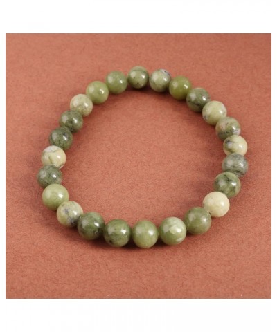 AAA Natural " Green Jade " Gemstone 8mm Round Beaded Unisex Stretch Bracelet Healing Gemstone Waterproof Bracelet , Durable A...