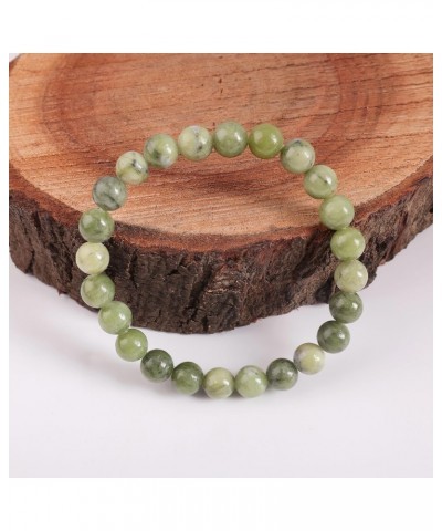 AAA Natural " Green Jade " Gemstone 8mm Round Beaded Unisex Stretch Bracelet Healing Gemstone Waterproof Bracelet , Durable A...