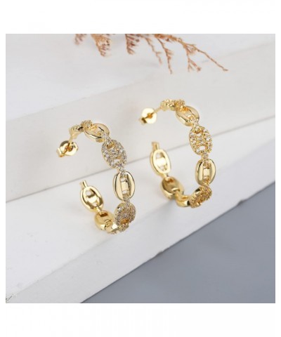 Gold Plated Trendy Micro Pave Mariner Hoop Earring, Giorgio Bergamo $15.30 Earrings