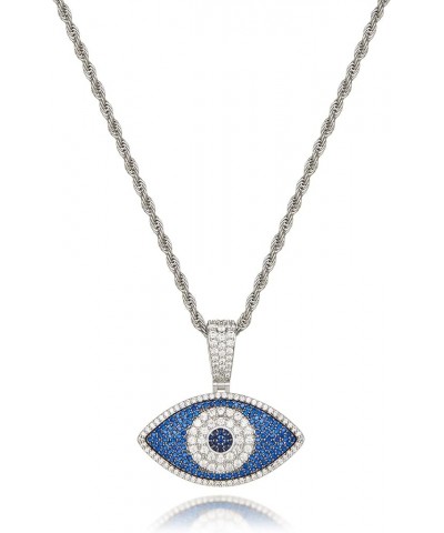 Evil Eye Necklace 18k Gold Plated Iced Out Pendant with Rope Chain Cubic Zirconia Diamond Gold Pendant Necklace Evil Eye Char...