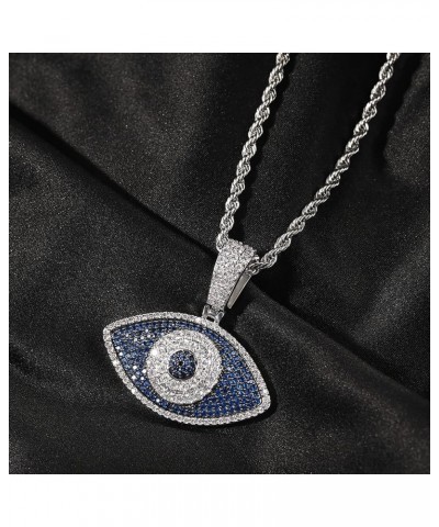 Evil Eye Necklace 18k Gold Plated Iced Out Pendant with Rope Chain Cubic Zirconia Diamond Gold Pendant Necklace Evil Eye Char...