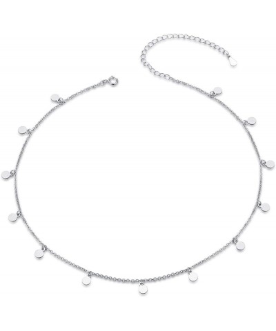 S925 Sterling Silver Stars Moon Dot Choker Short Dainty Necklace for Women Jewelry Dot $13.00 Necklaces