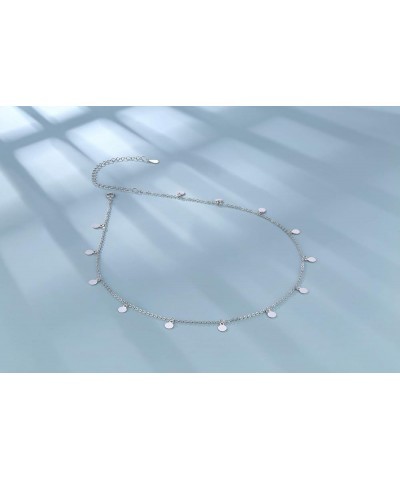 S925 Sterling Silver Stars Moon Dot Choker Short Dainty Necklace for Women Jewelry Dot $13.00 Necklaces