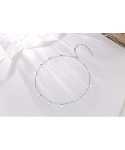 S925 Sterling Silver Stars Moon Dot Choker Short Dainty Necklace for Women Jewelry Dot $13.00 Necklaces