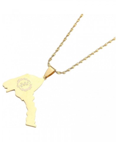 Stainless Steel Eritrea Map Pendant Necklace for Women Girl Map of Eritrean Chain Jewelry Gold $7.16 Necklaces