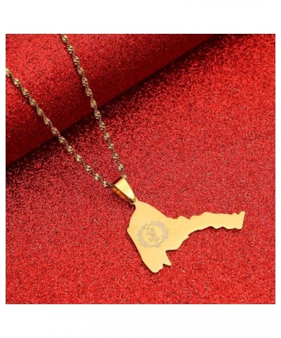 Stainless Steel Eritrea Map Pendant Necklace for Women Girl Map of Eritrean Chain Jewelry Gold $7.16 Necklaces