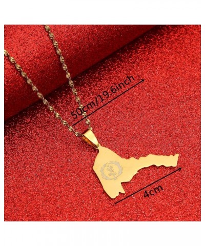 Stainless Steel Eritrea Map Pendant Necklace for Women Girl Map of Eritrean Chain Jewelry Gold $7.16 Necklaces