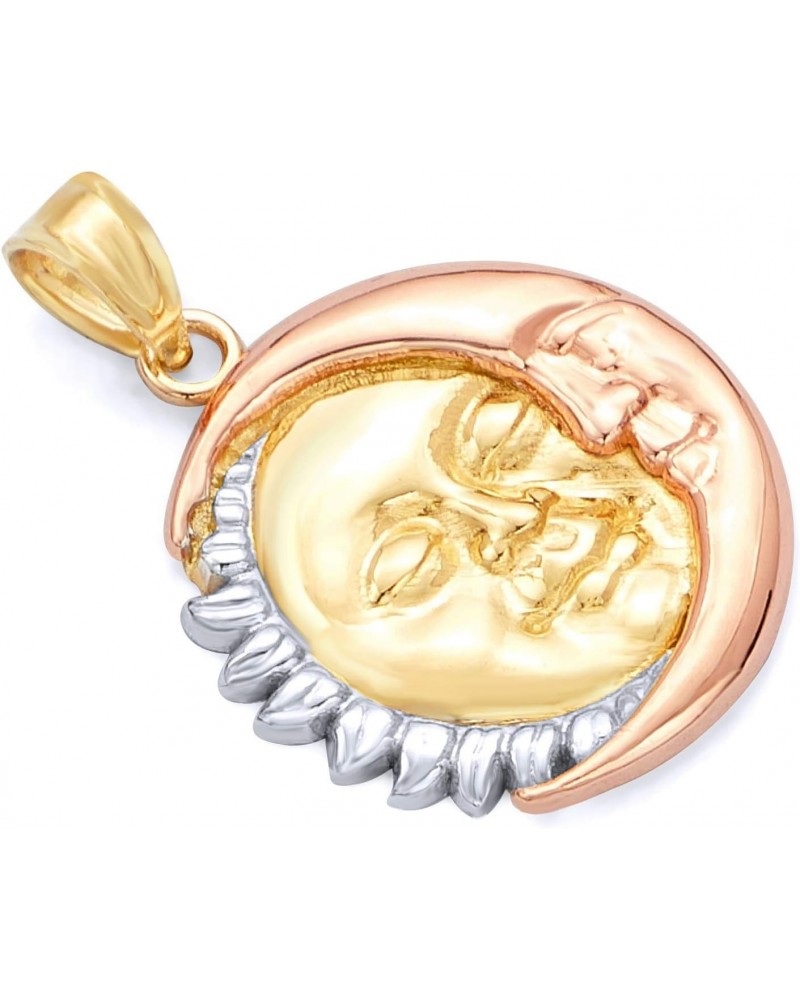 14k REAL Tri Color Gold Moon & Sun Charm Pendant $47.26 Pendants