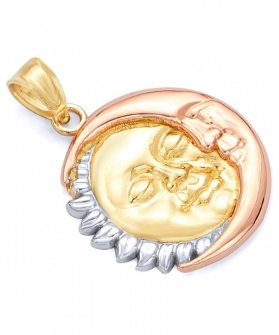 14k REAL Tri Color Gold Moon & Sun Charm Pendant $47.26 Pendants