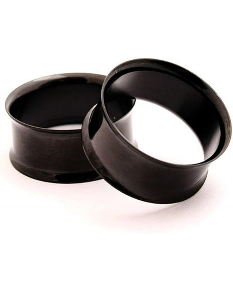 Black Double Flared Tunnel Plugs in 316L Surgical Steel with Titanium IP, Sold as a Pair 45mm (1.77") $11.02 Body Jewelry