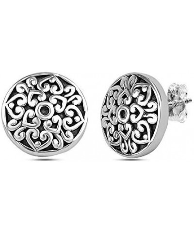 925 Sterling Silver Stud Earrings Jewelry Lightweight Two-Tone Antique Filigree Stud Earrings for Women Valentines Day Gifts ...