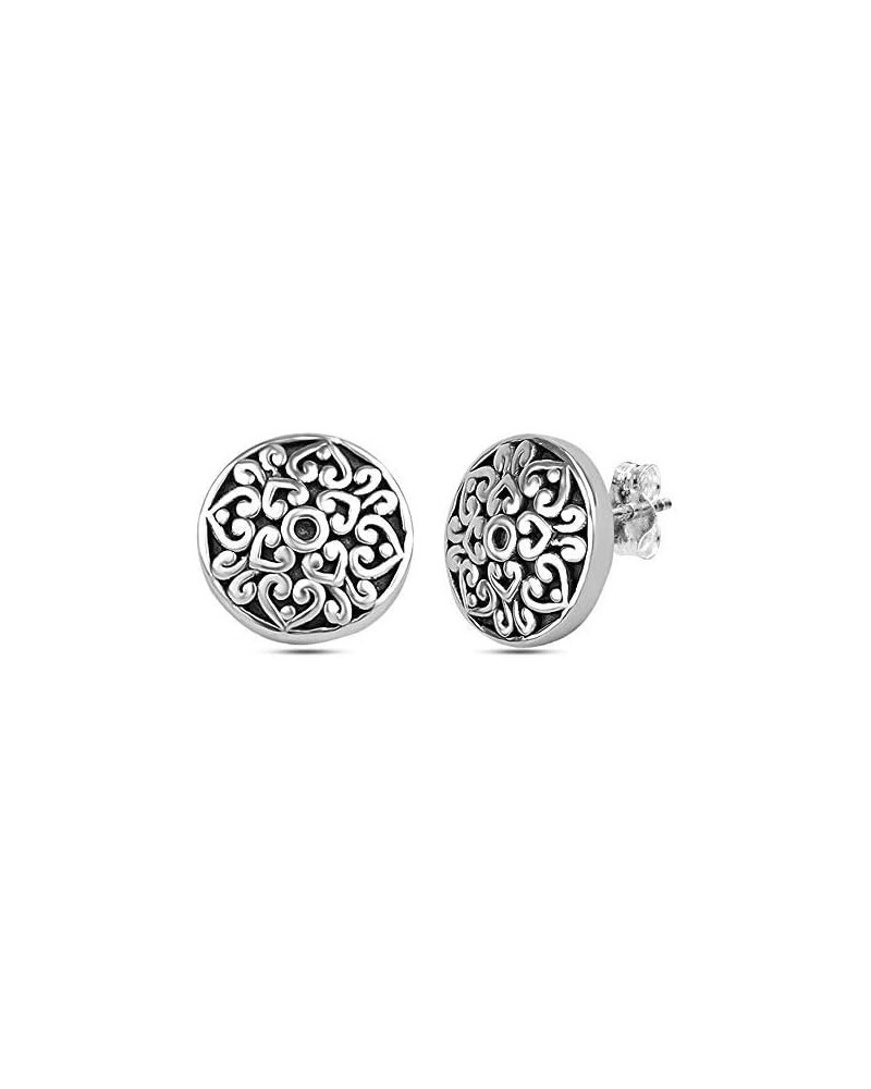 925 Sterling Silver Stud Earrings Jewelry Lightweight Two-Tone Antique Filigree Stud Earrings for Women Valentines Day Gifts ...