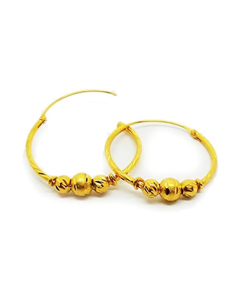 Hoops 22K 24K THAI BAHT YELLOW GOLD PLATED EARRINGS JEWELRY $19.64 Earrings