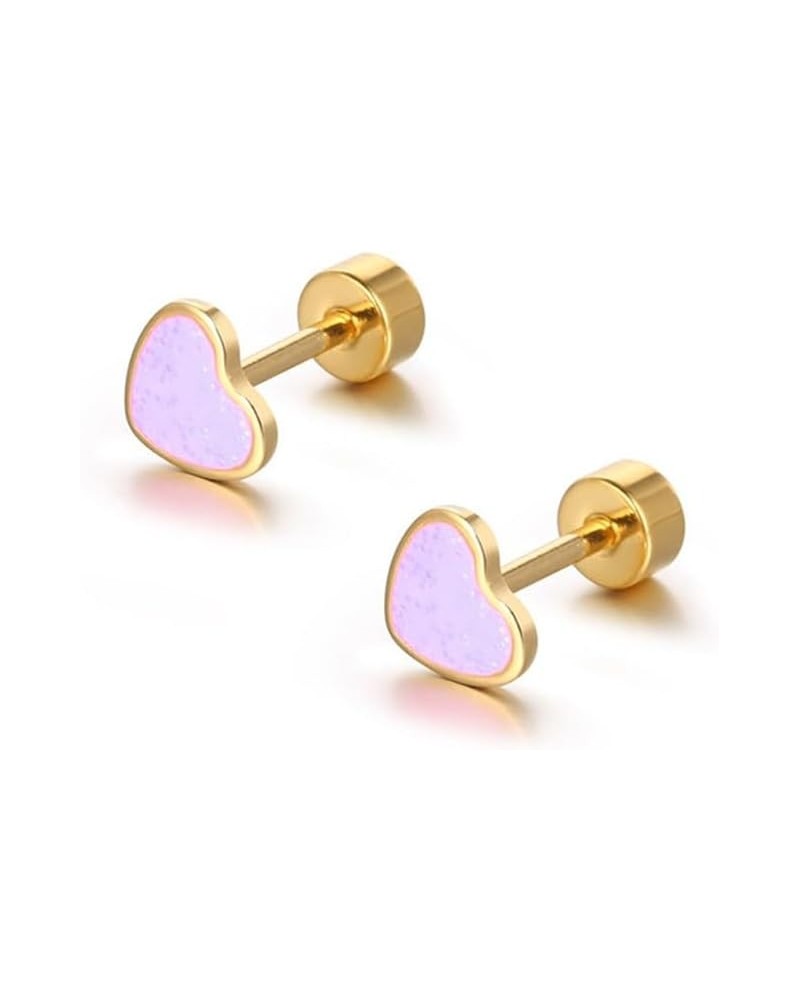 Tiny Love Heart Shaped Titanium Stud Earrings Hypoallergenic Colorful Sparkle Sequins Love Stainless Steel Cartilage Stud for...