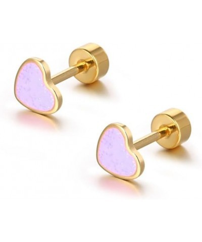 Tiny Love Heart Shaped Titanium Stud Earrings Hypoallergenic Colorful Sparkle Sequins Love Stainless Steel Cartilage Stud for...