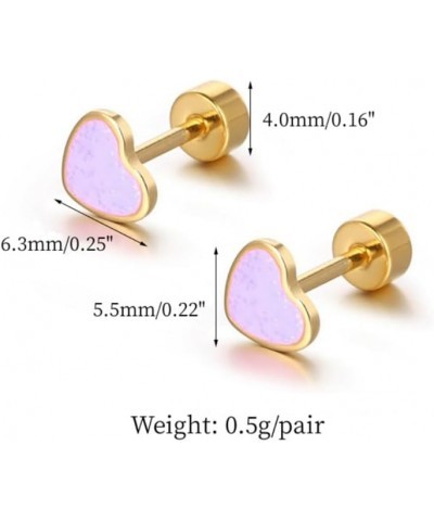 Tiny Love Heart Shaped Titanium Stud Earrings Hypoallergenic Colorful Sparkle Sequins Love Stainless Steel Cartilage Stud for...