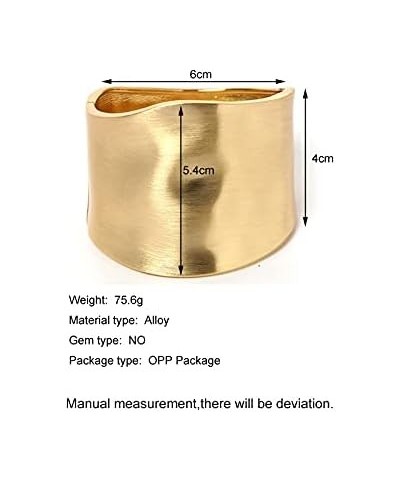 Chunky Gold Tone Wide-Edge Metal Cuff Bracelet Bangle Wrist Cuffs Grooved Polished Opening Wrap Hinge for Women Girls Minimal...