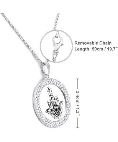 Hamsa Hand Middle Finger Up Women Diamond Necklace Dainty Charm Pendant Necklace Jewelry for Birthday Gift silver-style $11.2...