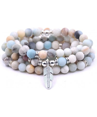 Lotus, OM, Buddha, Tree of Life, Evil Eye, Moon Charm 108 Mala Beads Amazonite Meditation Bracelet Necklace Feather $8.66 Bra...