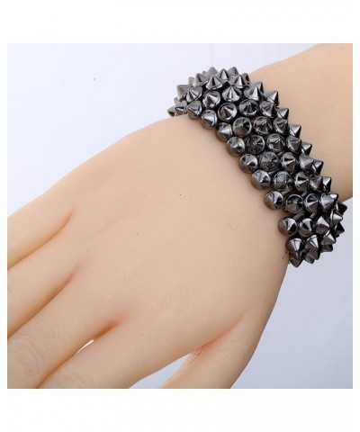 Vintage Spike Rivet Design Silver Tone Resin Stretch Bangle Bracelet Gothic Punk Rock Biker Light Black $6.93 Bracelets