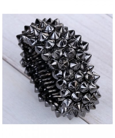 Vintage Spike Rivet Design Silver Tone Resin Stretch Bangle Bracelet Gothic Punk Rock Biker Light Black $6.93 Bracelets