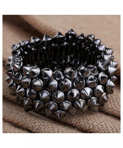 Vintage Spike Rivet Design Silver Tone Resin Stretch Bangle Bracelet Gothic Punk Rock Biker Light Black $6.93 Bracelets