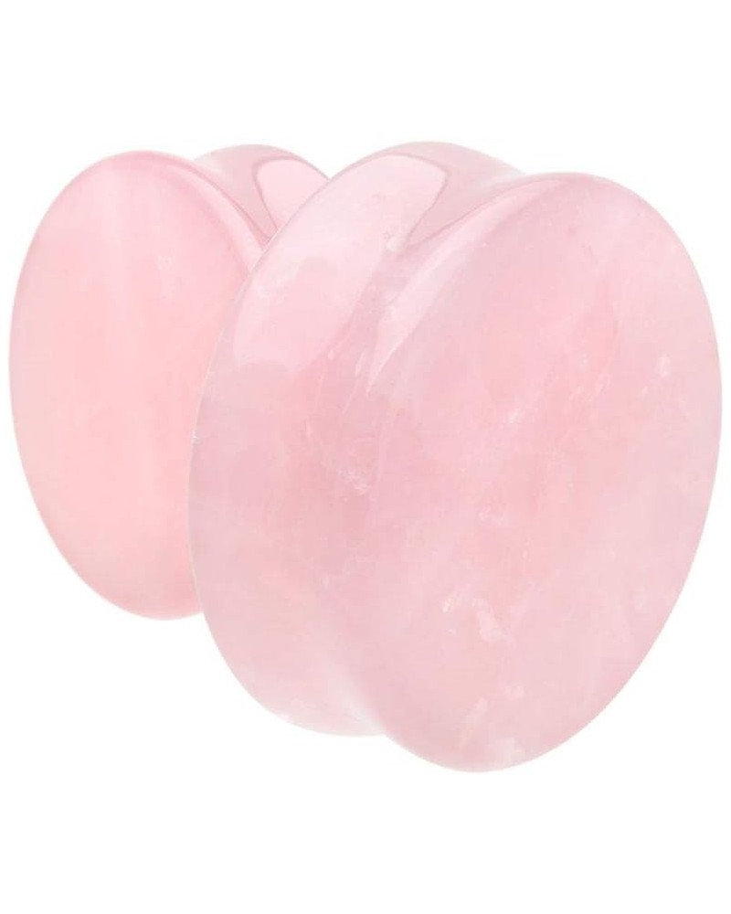 Supersize Pink Rose Quartz Natural Stone Double Flared Ear Gauge Plug 1-1/8" (29mm) $16.45 Body Jewelry