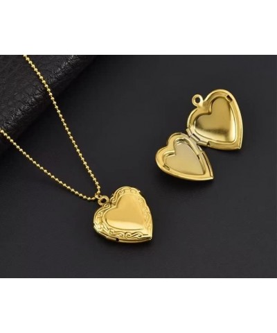 Women Girls Locket Necklace Stainless Steel 18k Gold Plated Photo Lockets Statement Gift Valentines Heart Locket Necklace Jew...