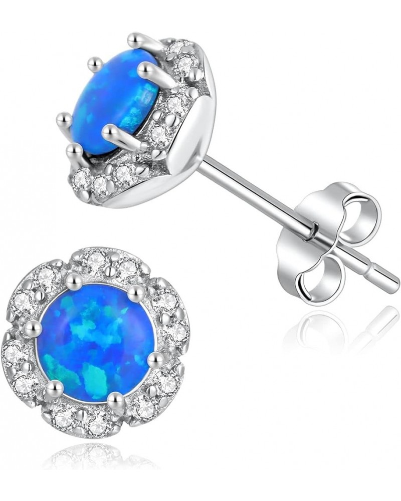 Gold Plated Sterling Silver Fire Opal Prong Setting Birthstone Stud Earrings White Gold Plated sterling silver & Blue Opal $8...