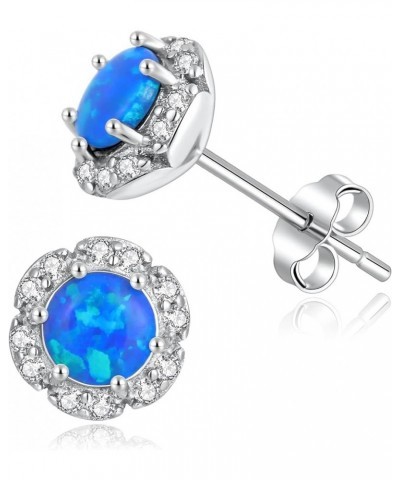 Gold Plated Sterling Silver Fire Opal Prong Setting Birthstone Stud Earrings White Gold Plated sterling silver & Blue Opal $8...