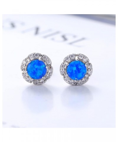 Gold Plated Sterling Silver Fire Opal Prong Setting Birthstone Stud Earrings White Gold Plated sterling silver & Blue Opal $8...