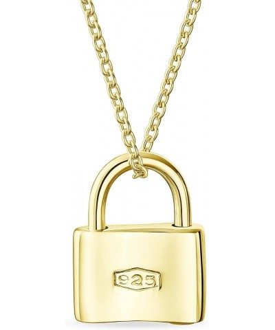 Personalized Script Initial Alphabet A-Z Monogram Plain Couples Sentimental Lock Pendant Charm Lovers Padlock Necklace For Wo...