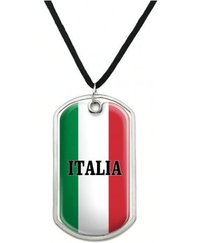 Italia Italy Italian Flag Military Dog Tag Pendant Necklace with Cord $10.02 Necklaces