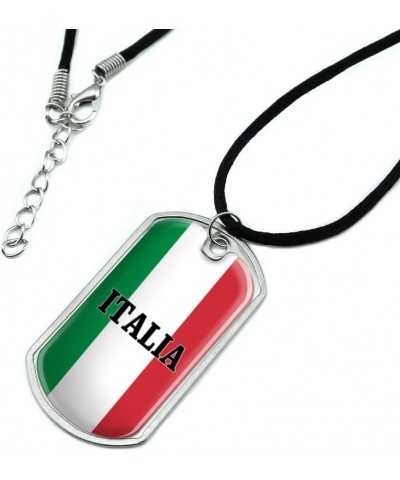 Italia Italy Italian Flag Military Dog Tag Pendant Necklace with Cord $10.02 Necklaces