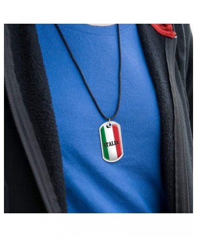 Italia Italy Italian Flag Military Dog Tag Pendant Necklace with Cord $10.02 Necklaces