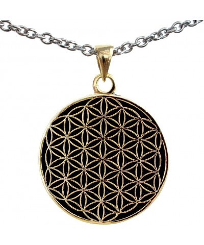 Pagan Flower of life Gold plated pewter pendant charm amulet W Necklace (Stainless Steel Chain) $8.09 Necklaces