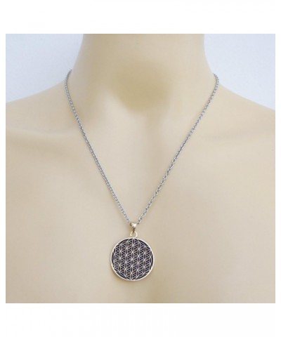 Pagan Flower of life Gold plated pewter pendant charm amulet W Necklace (Stainless Steel Chain) $8.09 Necklaces